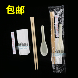 一次性筷子批发 四件套 勺子 牙签 纸巾 筷子 外卖餐具 180套包邮
