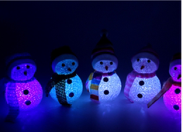 圣诞节装饰用品幼儿园孩子玩具礼物品LED七彩发光小雪人公仔批发