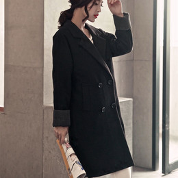 2015秋冬装新款韩版毛呢外套中长款加厚茧型宽松呢子大衣时尚