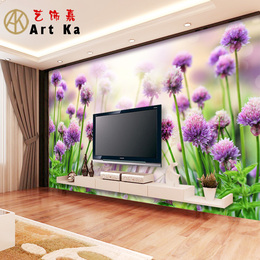 艺饰嘉大型电视背景墙纸壁画 客厅卧室现代简约无纺布壁纸紫色花