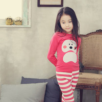 2015韩国冬季新款牌子童装舒适棉质保暖长袖睡衣居家服两件套