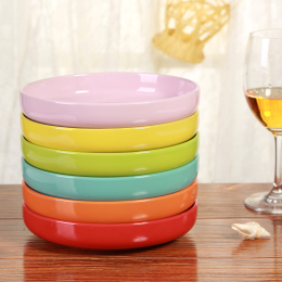 超值 特价彩色陶瓷餐具彩色陶瓷盘 家用菜盘 深盘 汤盘两只起包邮