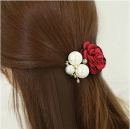 韩国花朵发饰珍珠玫瑰花发圈发绳扎头发橡皮筋头绳头饰头花饰品