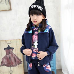 童装女童2015新款儿童卫衣三件套装加绒加厚中大童休闲冬装韩版潮