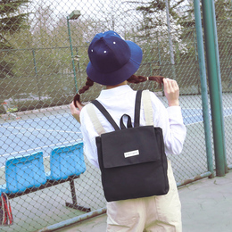 韩版帆布双肩包女可爱中学生书包简约初中休闲旅行背包潮学院风