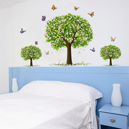 蝴蝶花树 三代可移除家饰墙贴树 创意客厅过道玄关墙壁装饰贴纸画