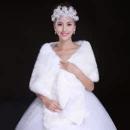 2016新娘韩版结婚毛披肩新款冬季婚纱晚礼服白色披肩加厚保暖外套