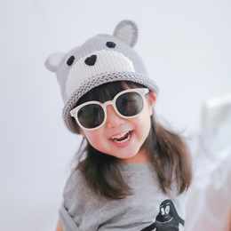 2015新款儿童秋冬帽子宝宝小熊造型针织帽 男女儿童毛线套头帽子