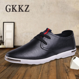 GKKZ新款冬季单鞋英伦休闲鞋子男士牛皮软底驾车男鞋系带正装皮鞋