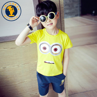 男童短袖套装2015夏装新款中大童套头T恤韩版休闲儿童宝宝套装潮