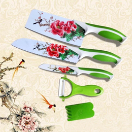 百年牡丹刀具组合多用刀水果刀厨房用刀5件套装印花菜刀包邮