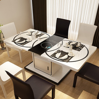 现代简约电磁炉钢化玻璃餐桌 伸缩餐桌饭桌餐桌椅组合