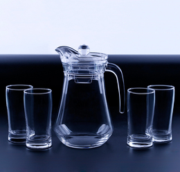 乐美雅玻璃杯套装青光透明玻璃水壶水杯套装耐热水具套装5件套装