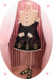 2015秋季新款lolita软妹鸟笼少女 印花连衣裙 露肩长袖蕾丝娃娃款