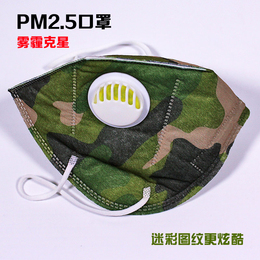 秋冬必带 防雾霾 pm2.5防护口罩 袋装2只军绿色 无纺布带呼气阀