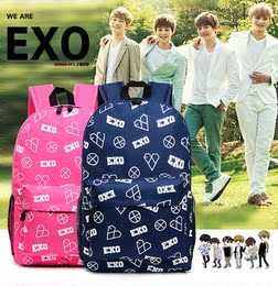 韩版双肩包EXO帆布印花学院风大容量电脑背包初中生书包情侣包