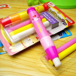 新款韩国文具自动橡皮 儿童学习用品 可爱创意铅笔按压式橡皮擦