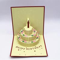 大尺寸新生日蛋糕 韩国立体创意定制员工生日商务贺卡片批发