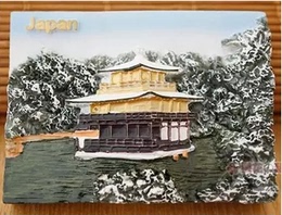 日本浅草寺磁性贴 传统工艺品瑞雪金阁寺 冰箱贴