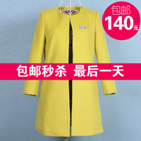 2015秋装新款韩版中长款修身羊毛呢子女小香风大衣秋莎明月88A76