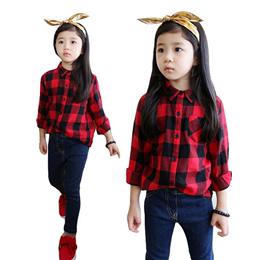 童装2015韩版加绒童衬衫 冬装儿童棉衬衫红格子男童女童宝宝衬衣