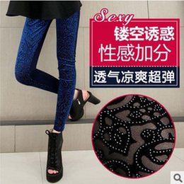 韩国2015春夏新款显瘦铅笔裤女士薄蕾丝外穿打底裤弹力修身小脚裤
