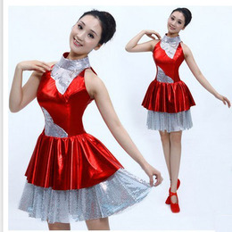 2015新款成人现代舞蹈服夏季女款亮片蓬蓬裙演出服开场舞表演服装