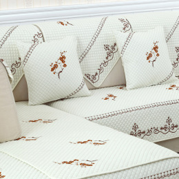 四季沙发垫布艺四季全棉纯色坐垫全盖防滑皮沙发套欧式实木沙发罩
