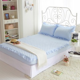 韩式花边纯色床笠单件薄棕垫加厚夹棉保护套席梦思床垫套床罩床盖