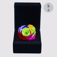 情人节热卖永生花礼盒厄瓜多尔进口单只巨型七彩玫瑰彩虹保鲜花