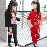 女童套装2016秋季新款宝宝2-5-7岁儿童韩版时尚卡通套头两件套潮