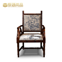 中式美式复古原创设计实木休闲书椅|竹节椅书椅（可换面料）