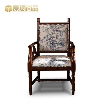 中式美式复古原创设计实木休闲书椅|竹节椅书椅（可换面料）