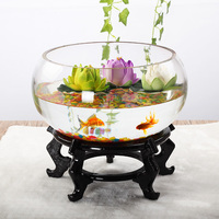 玻璃鼓缸鱼缸生态圆形玻璃金鱼缸大号乌龟缸迷你小型造景水培花瓶