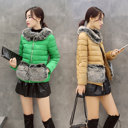 棉衣女短款2015冬装韩版新款大毛领加厚大码显瘦羽绒棉服棉袄外套
