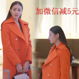 韩国2015秋冬呢子大衣女中长款加厚长袖修身纯色宽松大码毛呢外套