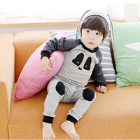 韩国冬季新款熊猫宝宝儿童睡衣居家服休闲家庭装睡衣两件套