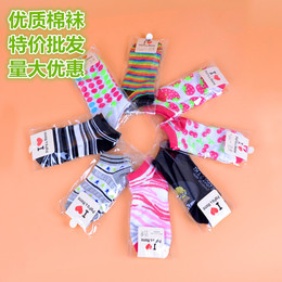秋冬季新款韩版棉袜子成年女短单独包装地摊批发花色图案1元以下