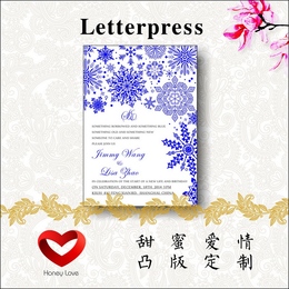 冬季恋歌 letterpress 结婚请柬定制 500克美国全棉纸 凸版印刷
