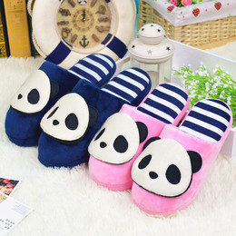 可爱卡通熊猫室内家居家木地板棉拖鞋 情侣款舒适保暖鞋月子拖鞋