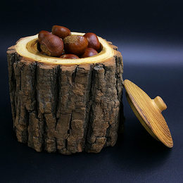 创意手工实木坚果盒木头收纳花盆茶器五谷零食储物罐个性收藏摆件