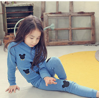 韩国2015冬季新款儿童舒适居家服保暖衣睡衣两件套