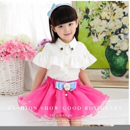 童装2015女童新款夏装童装儿童时尚公主套装裙女大童韩版短袖套装