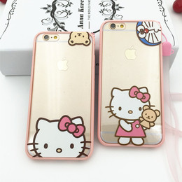 kitty熊iphone6手机壳 苹果6plus 5.5S挂绳挂脖保护壳4.7软硅胶壳