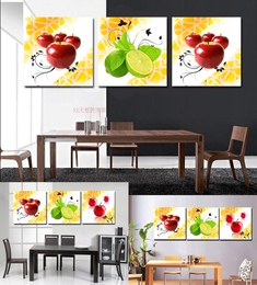 无框家居装饰画客厅现代三联画餐厅无框画挂画沙发背景画墙画水果