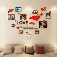 爱心照片墙3d立体墙贴亚克力客厅沙发卧室温馨贴画创意家居装饰品