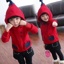 女童2016春秋装新款韩版宝宝儿童魔法帽子童装抓绒外套长袖上衣潮