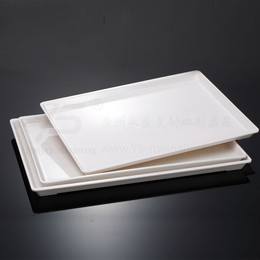 光面长方形塑料密胺A5仿瓷大托盘餐厅白色面包蛋糕水果茶水杯盘子