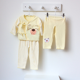 婴儿宝贝新生儿0-1岁加厚纯棉三件套套装秋冬款韩版卡通