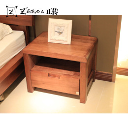 全实木 胡桃木床头柜 单抽屉北欧现代床边柜卧室 正传全实木家具